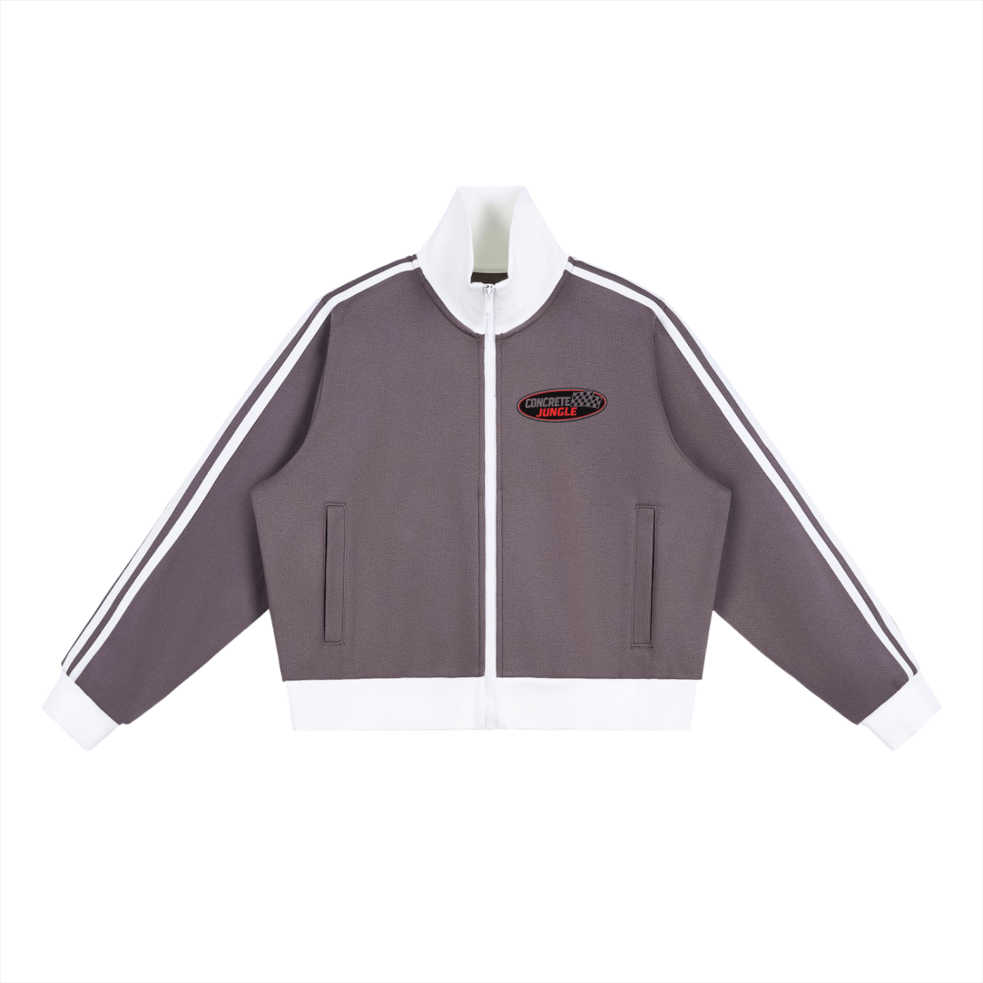 Women Contrast Side Stripe Fleece Cropped Track Jacket