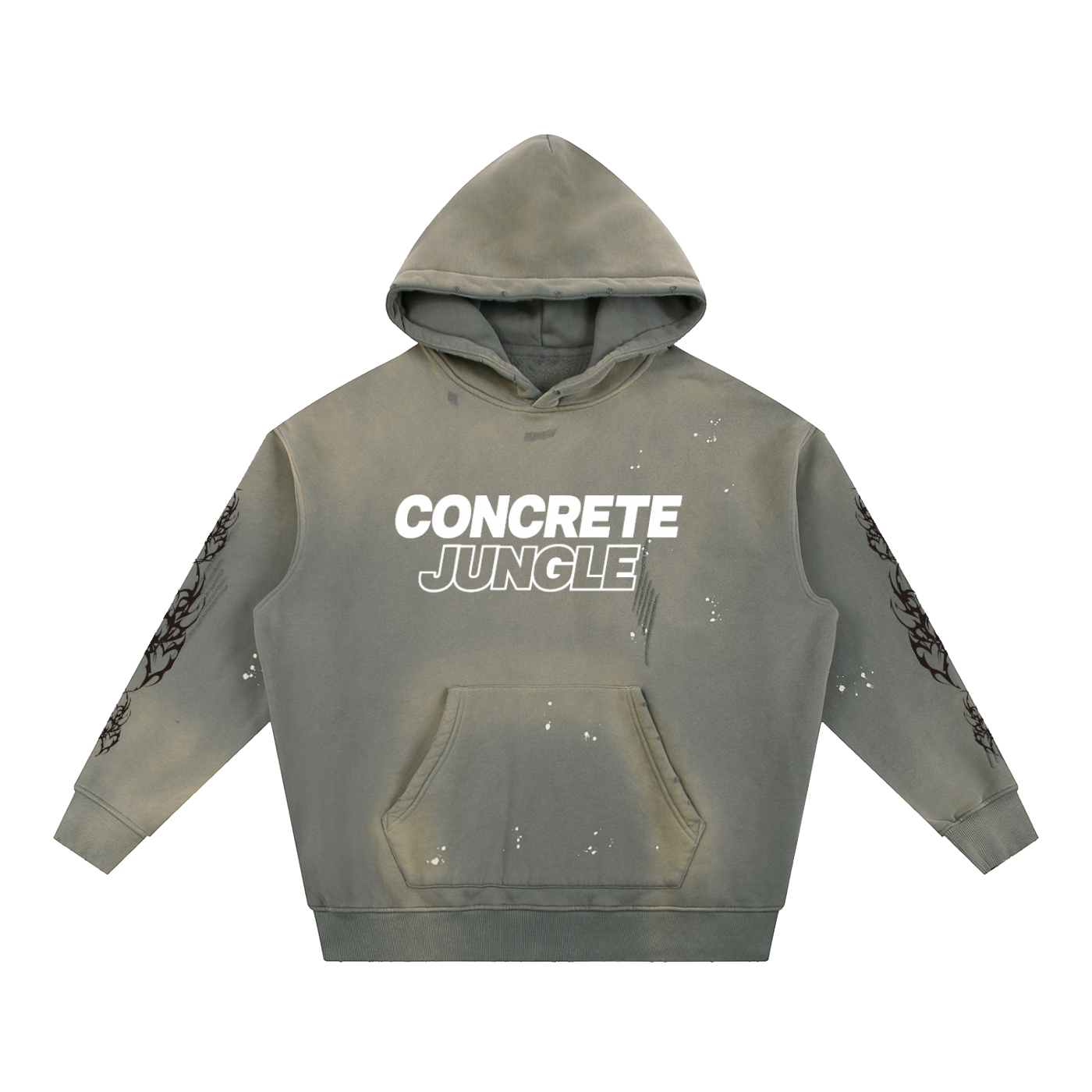 Vintage Washed Frayed Fleece Hoodie