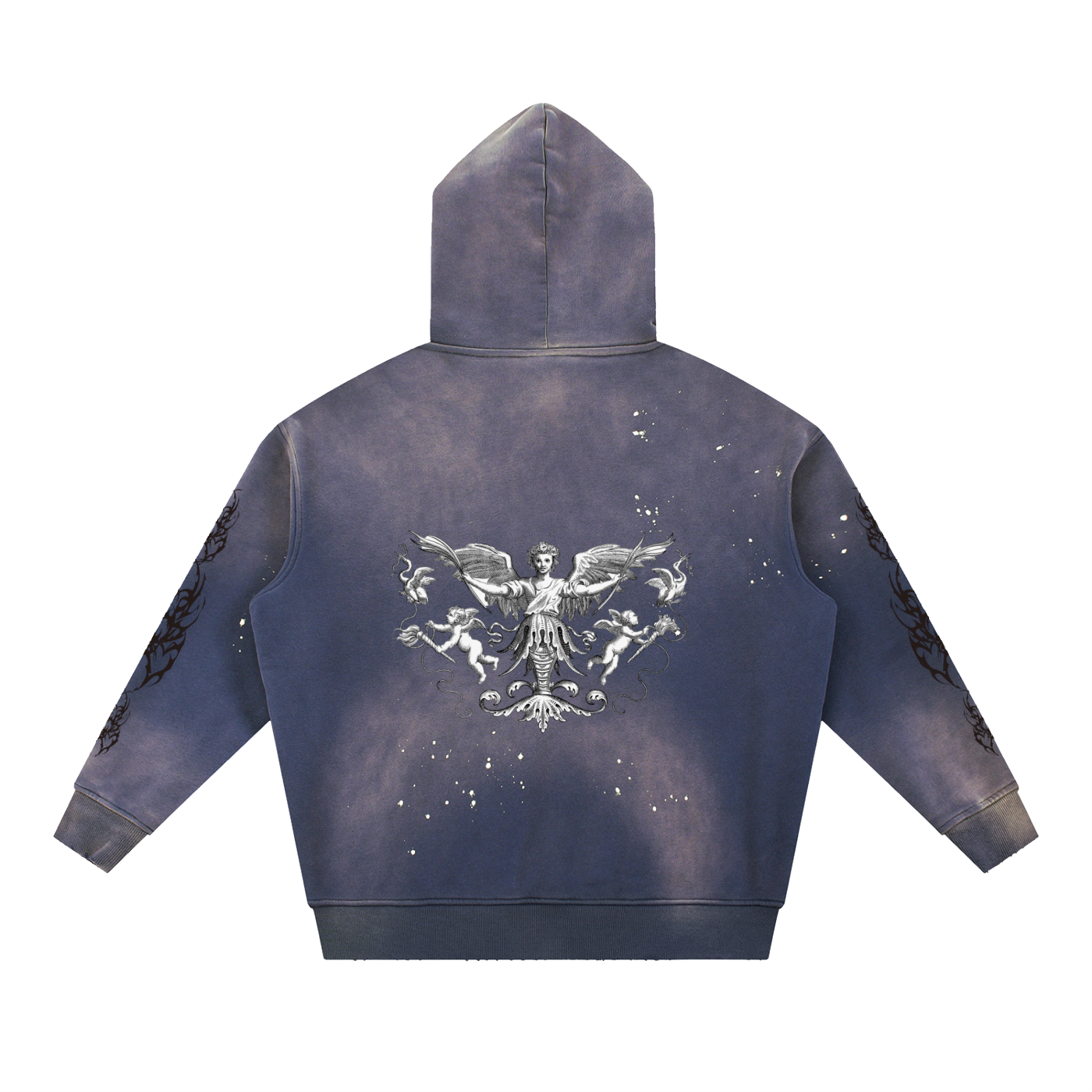 Vintage Washed Frayed Fleece Hoodie