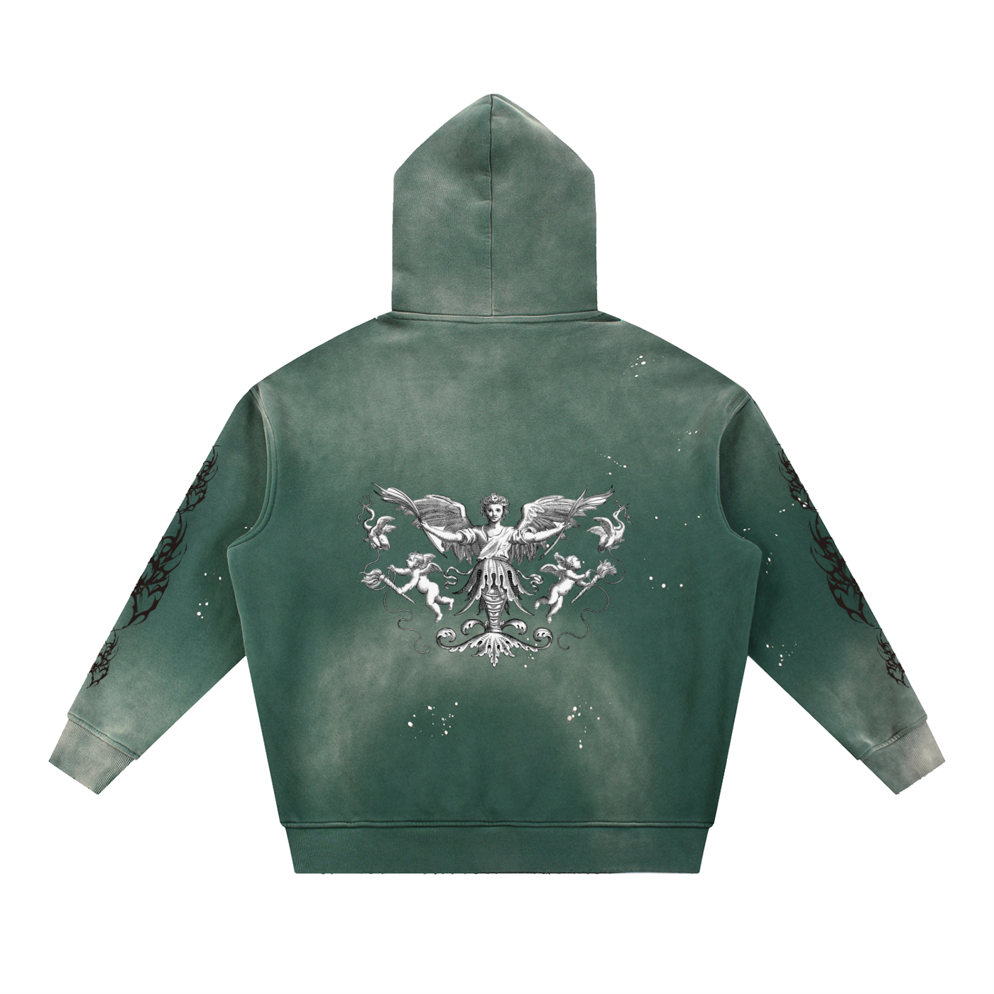 Vintage Washed Frayed Fleece Hoodie