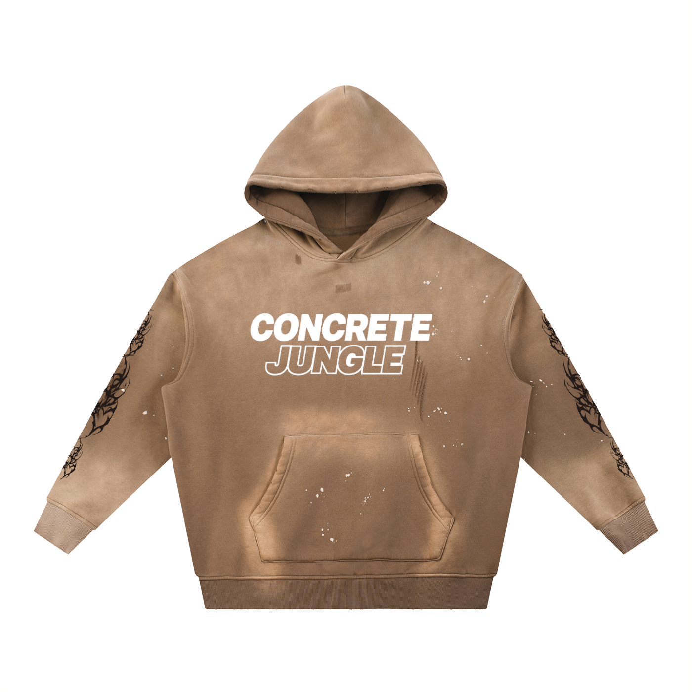 Vintage Washed Frayed Fleece Hoodie