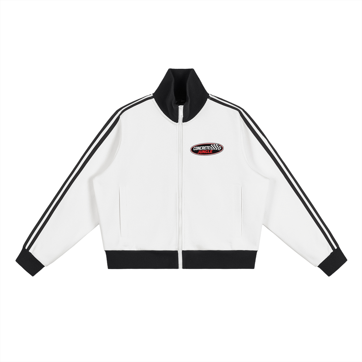 Women Contrast Side Stripe Fleece Cropped Track Jacket