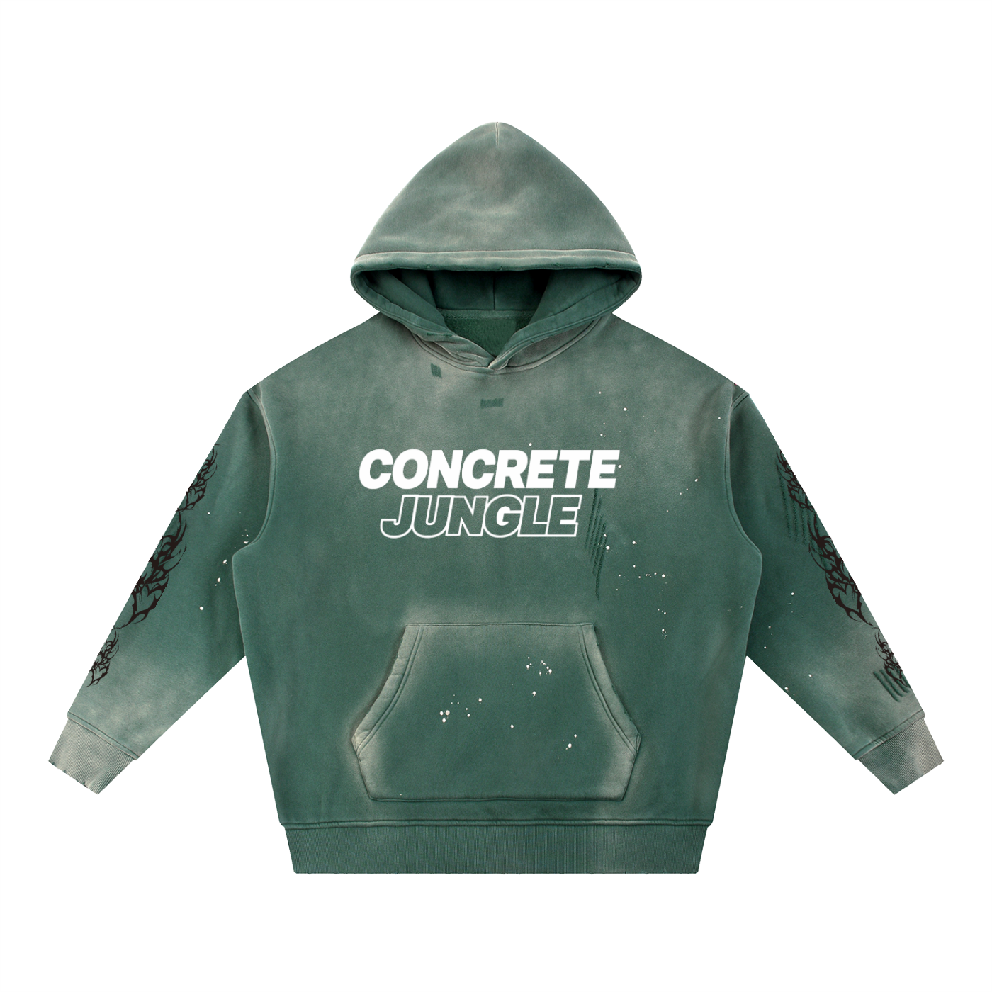 Vintage Washed Frayed Fleece Hoodie